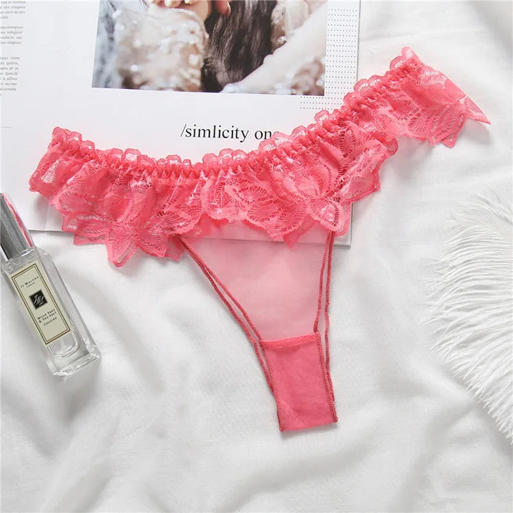 Lace Sexy Thongs Transparent Women's Underwear Cotton Crotch Hollow Out Traceless Panties Seamless Low Waist Seamless Briefs luvshop24