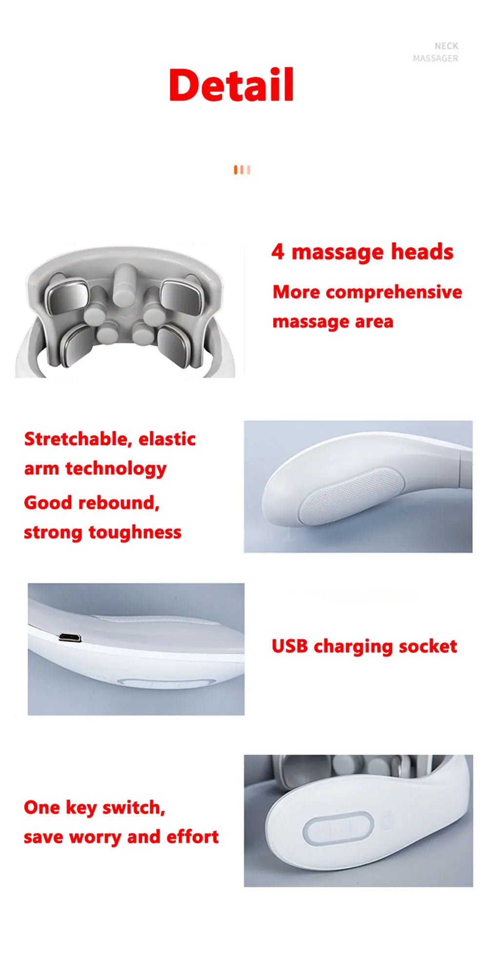 Smart Neck Massage Instrument Portable Shoulder Neck Massage Cervical Vertebra Health Care Vibrator Heating Compress Massage luvshop24