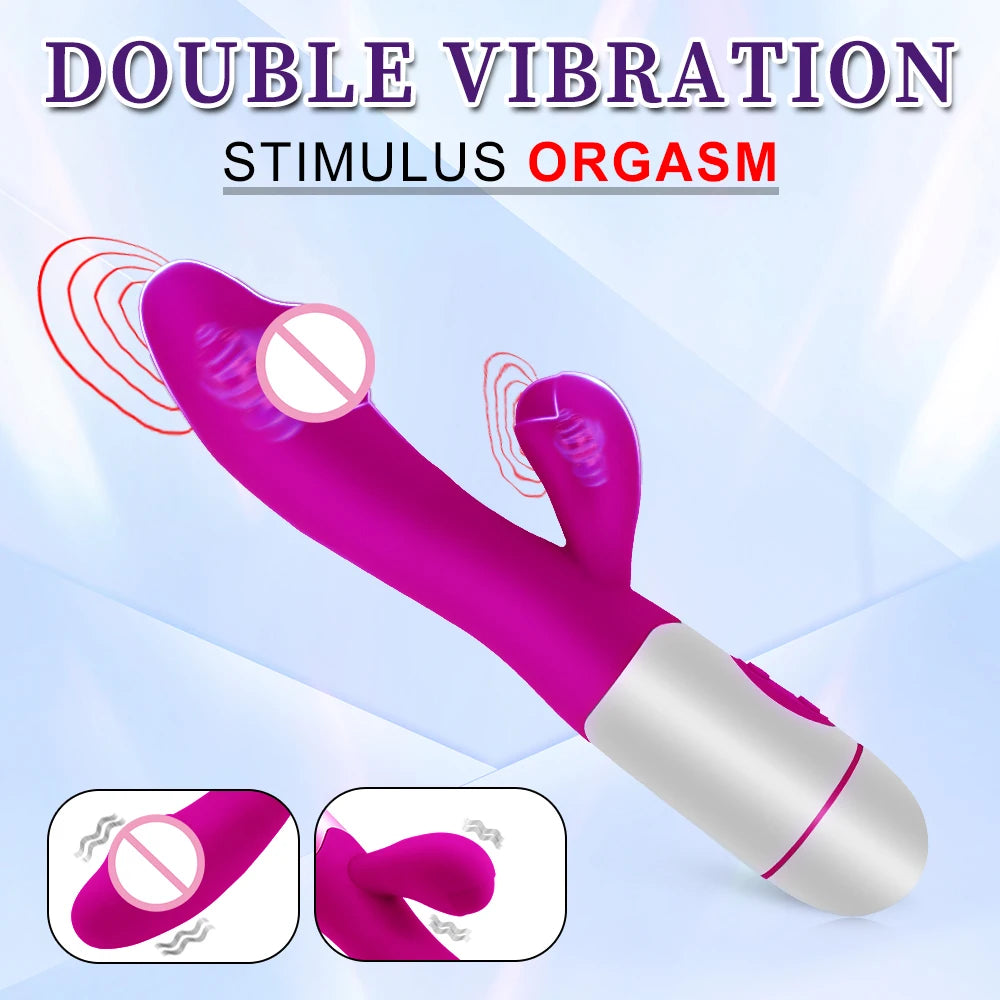 Rechargeable Dildo Rabbit Vibrator Dual Vibration G Spot Vagina Massager AV Stick Clitoris Sex Toys for Women Female Masturbator luvshop24