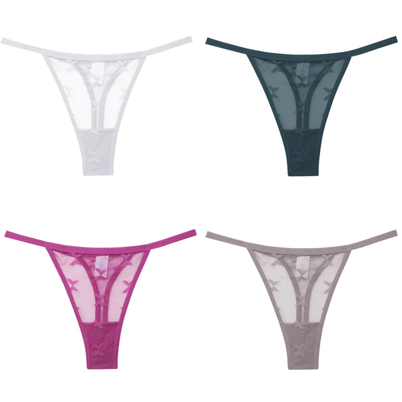 4Pcs Lace Bikini Panties Women Sexy Thongs Lace G-string Underpants S-XL Ladies Comfortable T-Back Underwear Sexy Lingerie 2022 luvshop24