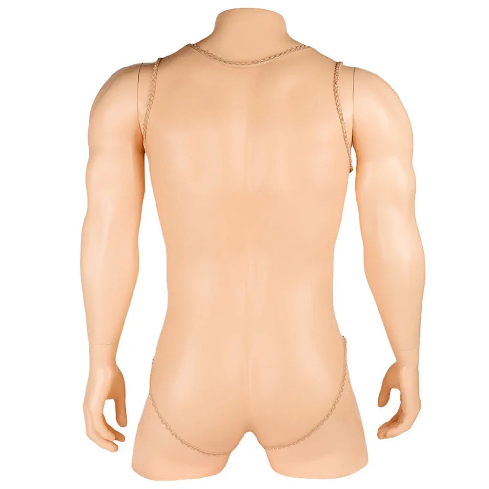 Men's Sexy Sheer Stocking Bodysuit with Sissy Penis Sheath Pouch Gay Lingerie Leotard Bodystocking for Erotic Underwear luvshop24