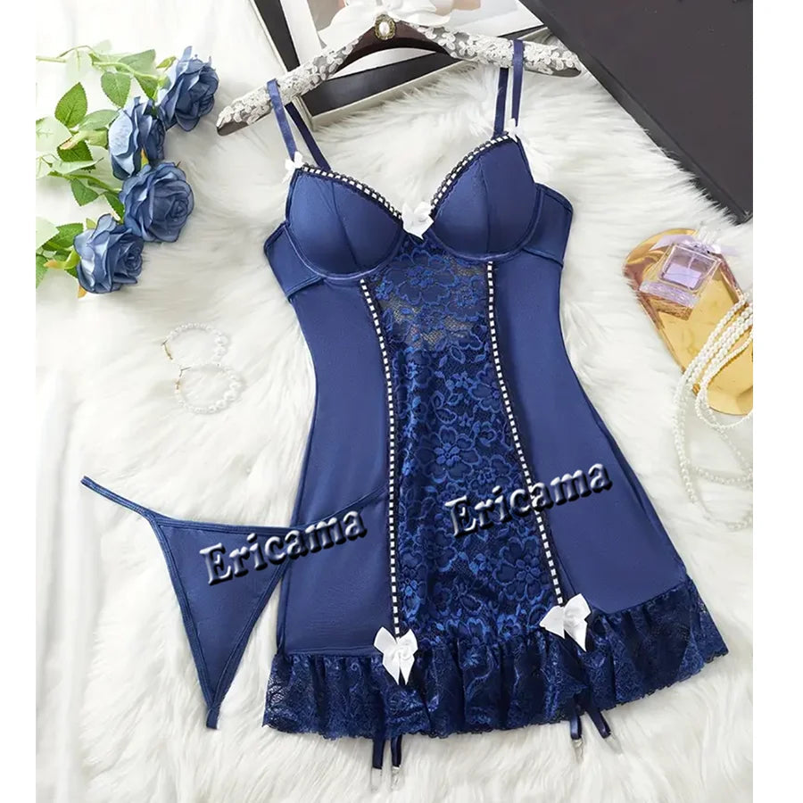 Fancy Lace Sexy Lingerie Set Women's Sexy Underwear g-String garter Hot Skirt Ensemble Outfits Erotic Bra set Erotic Underwear luvshop24