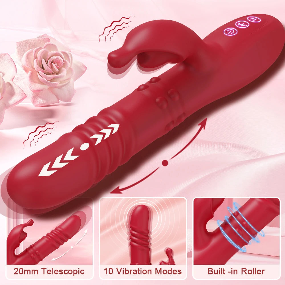Rabbit Vibrators Thrusting Dildo for Women 10 Vibration Thrust Rotating Mode Clit G Spot Stimulator Sex Toys for Couple Pleasure luvshop24