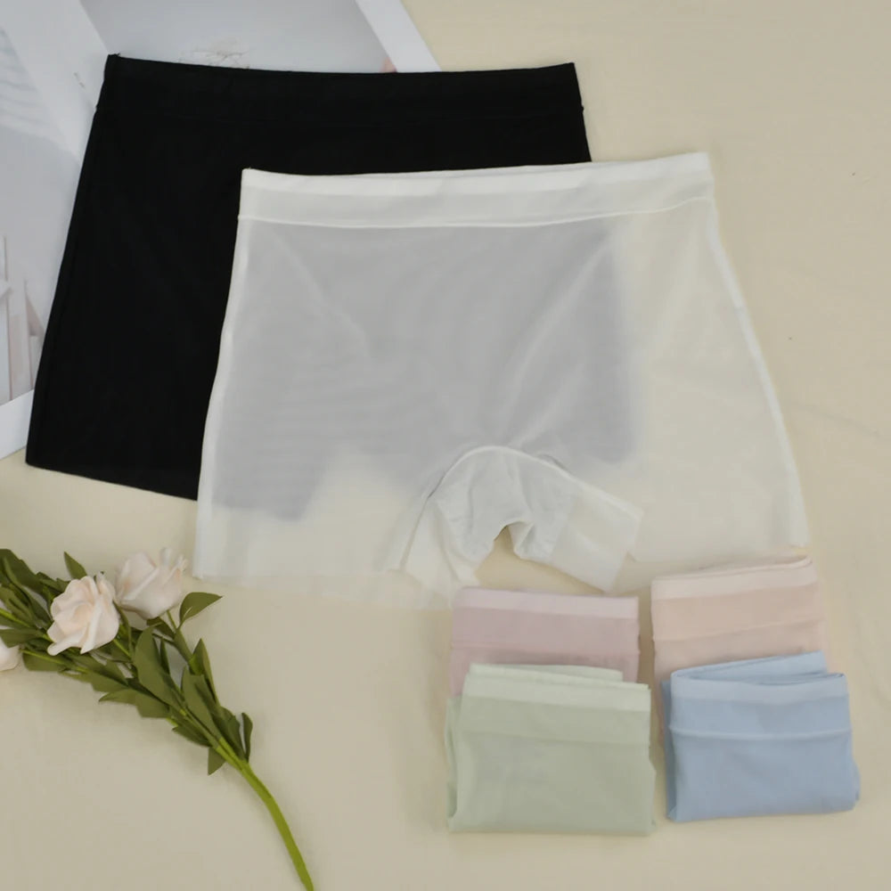1pc Summer Ice Silk Ultra-thin Boxer Underwear Women Seamless High Waist Panties Plus Size Quick Dry Female Safety Short Pants luvshop24
