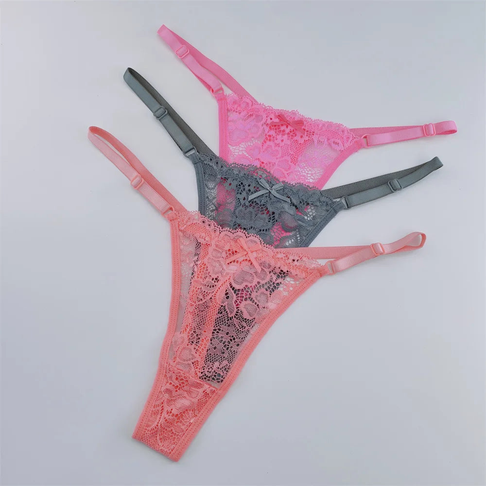 3Pcs/Set New Lace G-string Women's Sexy Underwear Low Waist Breathable Briefs Ladies Intimates Soft Thong Lingerie Fast Shipping luvshop24