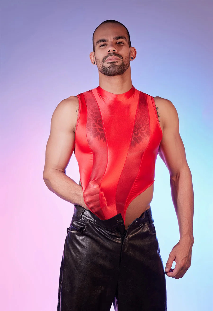 Hot Sexy Men's Bodysuits Mesh Patchwork Shiny Transparen Short Sleeve Male Rompers High Cut Leotard Gay Open Crotch Jumpsuits luvshop24