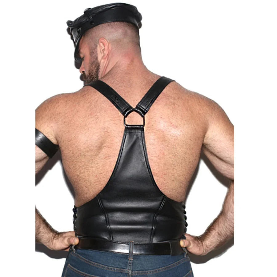 Man Sexy Body Shaper PU Fashion Corset Gay Cosplay Tight Costumes Lingerie Sheer Tops Sets Muscle Erotic Nightclub T-shirts luvshop24