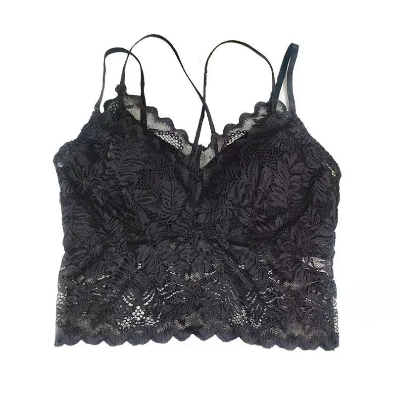 Lace Bra Women Tops Floral Lace Tanks Top Sexy Lingerie Bralette Wirefree Underwear Adjust Strap Removable Pads Camisoles luvshop24