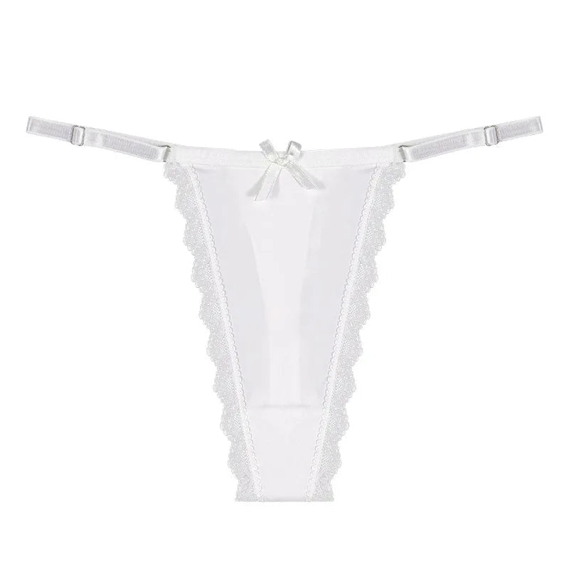 2023 Sexy Women's Panties Low Waist One Piece Lace Thong Adjustable Large T-back трусы женские luvshop24