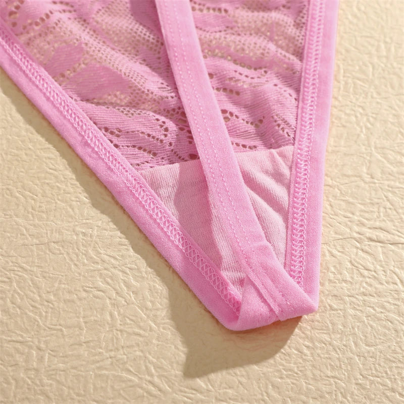 5PCS Sexy Lace Women Lingerie Exotic Underpants Female Lace Transparent Hollow Out G-string Thong Female Soft Intimates S-XL luvshop24