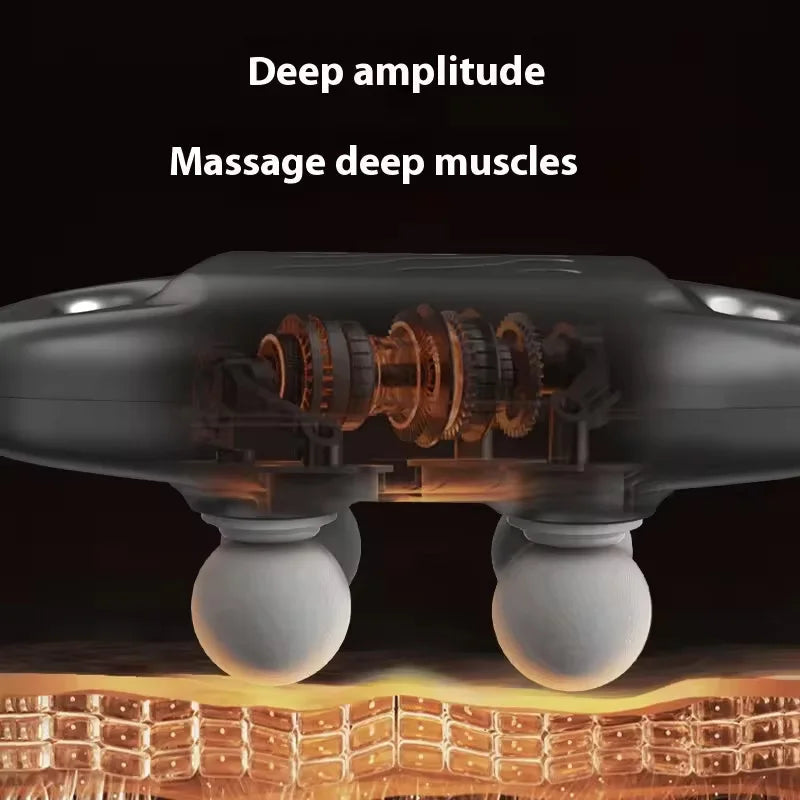 Handheld wireless muscle massager, back, leg, neck relaxation massager Multi-functional 4-head massage tool luvshop24
