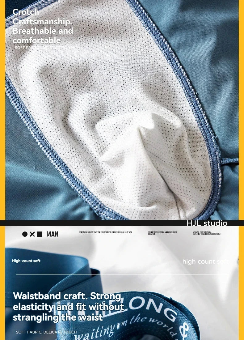 1/3Pcs Breathable Thin Satin Silk Boxer Briefs Seamless Mid Waist Ice Silk Boxers Underpants Smooth Underwear for Men Daily luvshop24