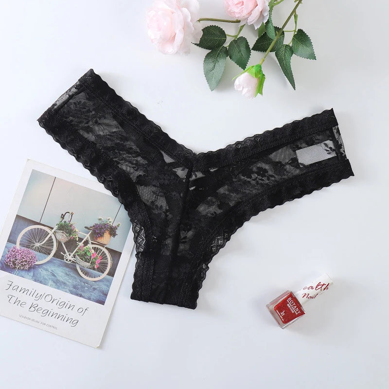 New Panties Women Lace Underwear Sexy Low Rise Briefs Hollow Out G String Underpant Solid Comfortable Female Temptation Lingerie luvshop24