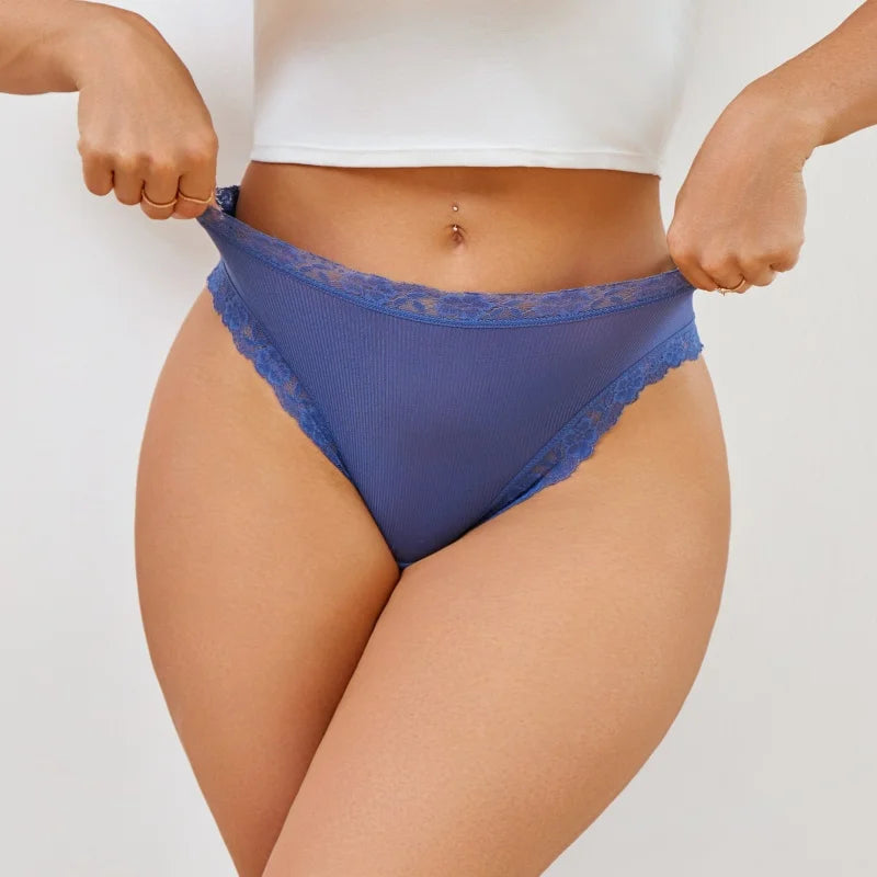 6PCS/Set Sexy Lace Panties for Women Low Waist G-String Underwear Ladies Sexy T-Back Bikini Female Breathable Lingerie Plus Size luvshop24