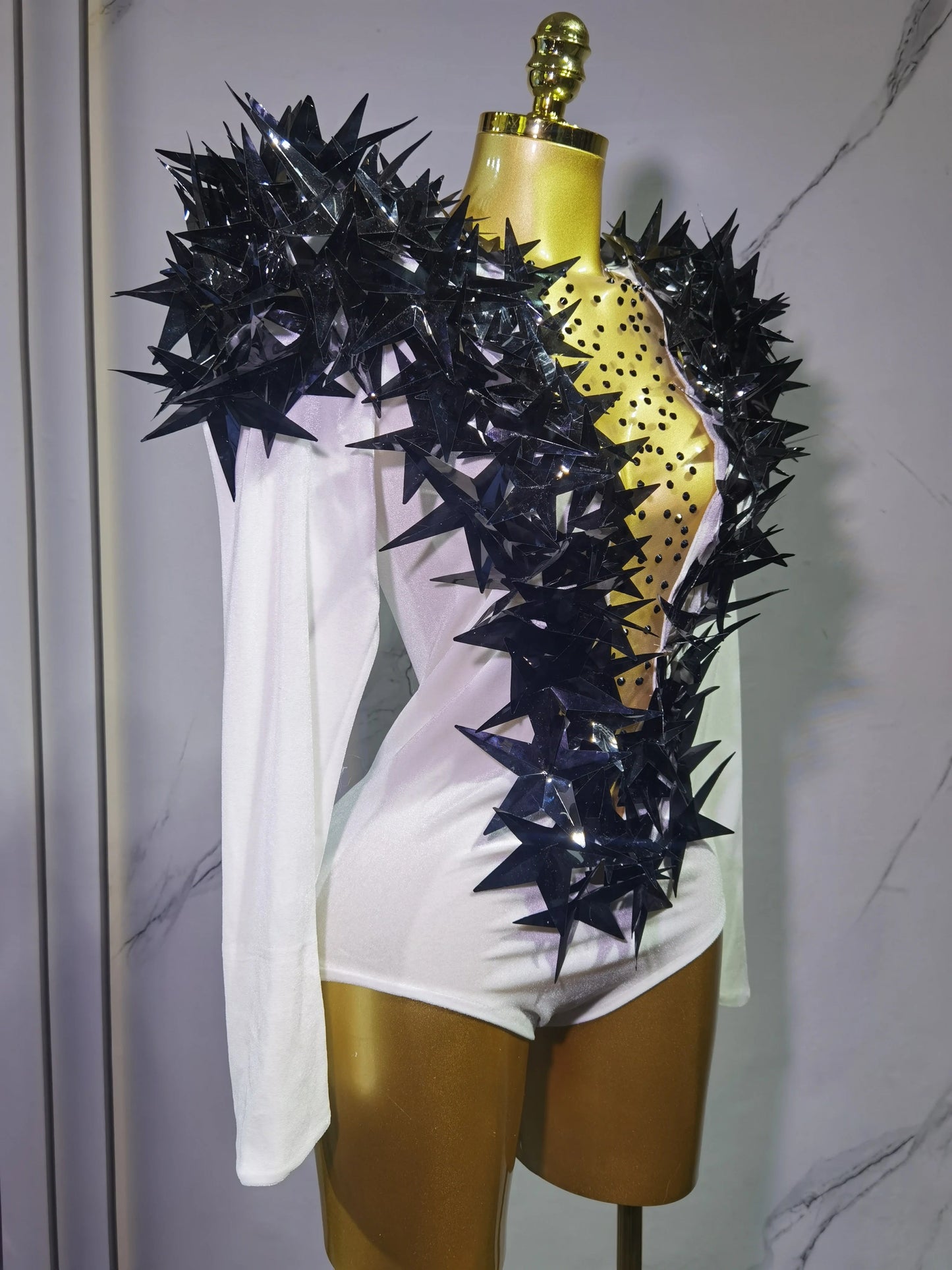 2025 New Shiny Black Rhinestone Velvet Long Sleeve Bodysuit Women Evening Party Club Gala Hosts NightClub Bar Stage Costumes luvshop24