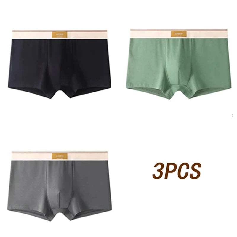 3pcs Men Underwear Cotton BoxerShorts Hombre Panties Man Breathable Underpants Sexy Sports Comfort Male Boxers Size L-4XL luvshop24