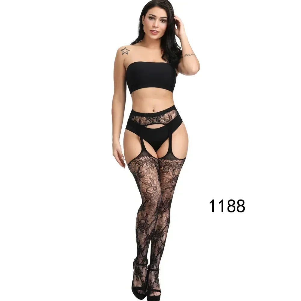Lace Top Plus Size Knee Thigh High Socks for Women Stockings Sexy Stay Hold Up White Black Pink Red Long Stocking with Anti-slip luvshop24
