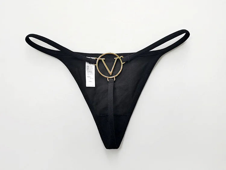Metal Chain Hot Sexy Women Panties Cotton G String Girls Briefs Letter Thong Erotic Female Underwear Low Waist Intimates luvshop24