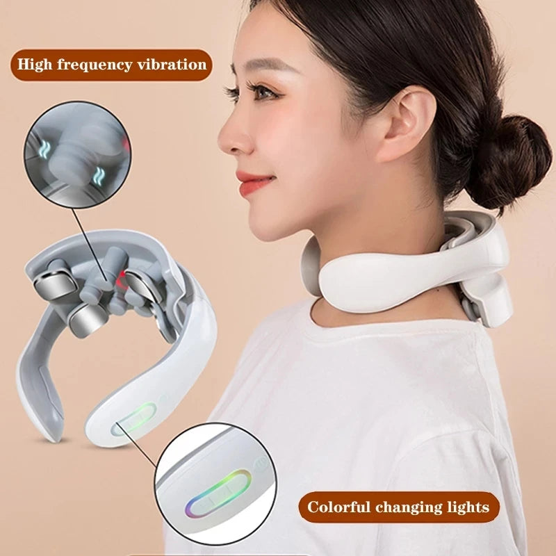 Smart Neck Massage Instrument Portable Shoulder Neck Massage Cervical Vertebra Health Care Vibrator Heating Compress Massage luvshop24