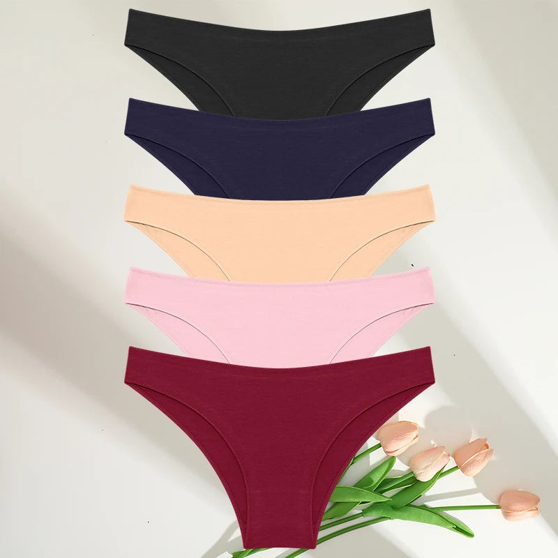 FINETOO 5PCS/Set M-XXL Panties Women Cotton Lingerie Woman Underwear Sexy Femme Underwear Girls Underpant Panty 7 Solid Colors luvshop24