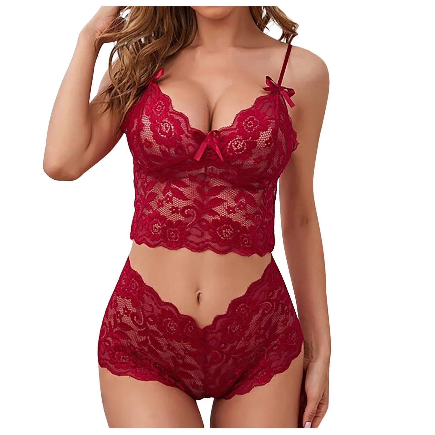 1pcs Women Lace Bras Sets Female Non-padded Bra Panty Set Summer Bow Suspender Underwear Briefs Lady Sexy Lingerie Panties M L luvshop24