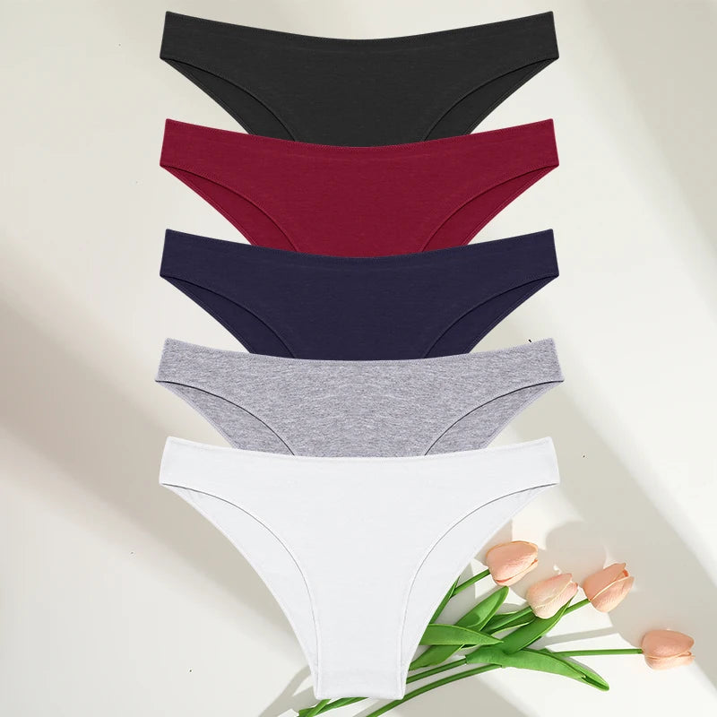 FINETOO 5PCS/Set M-XXL Panties Women Cotton Lingerie Woman Underwear Sexy Femme Underwear Girls Underpant Panty 7 Solid Colors luvshop24
