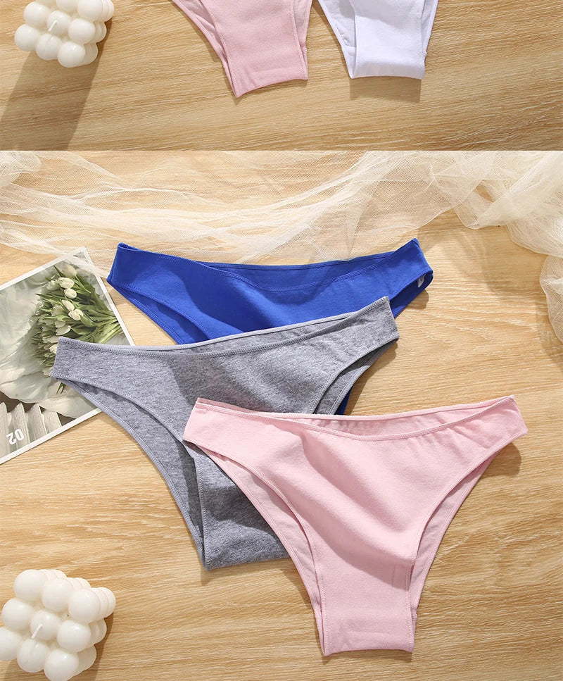 FINETOO 5PCS/Set M-XXL Panties Women Cotton Lingerie Woman Underwear Sexy Femme Underwear Girls Underpant Panty 7 Solid Colors luvshop24
