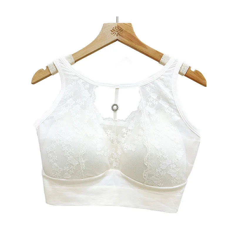 1pcs Lace Sexy Bra No Steel Ring Comfortable Full Cup Large Size Bra Vest Bra One Gather Anti Sagging Underwear luvshop24