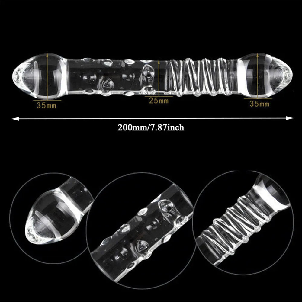 Pyrex Glass Dildo 195x33mm Fake Penis Crystal Anal Beads Butt Plug Prostate Massager G Spot Female Masturbation Toys luvshop24