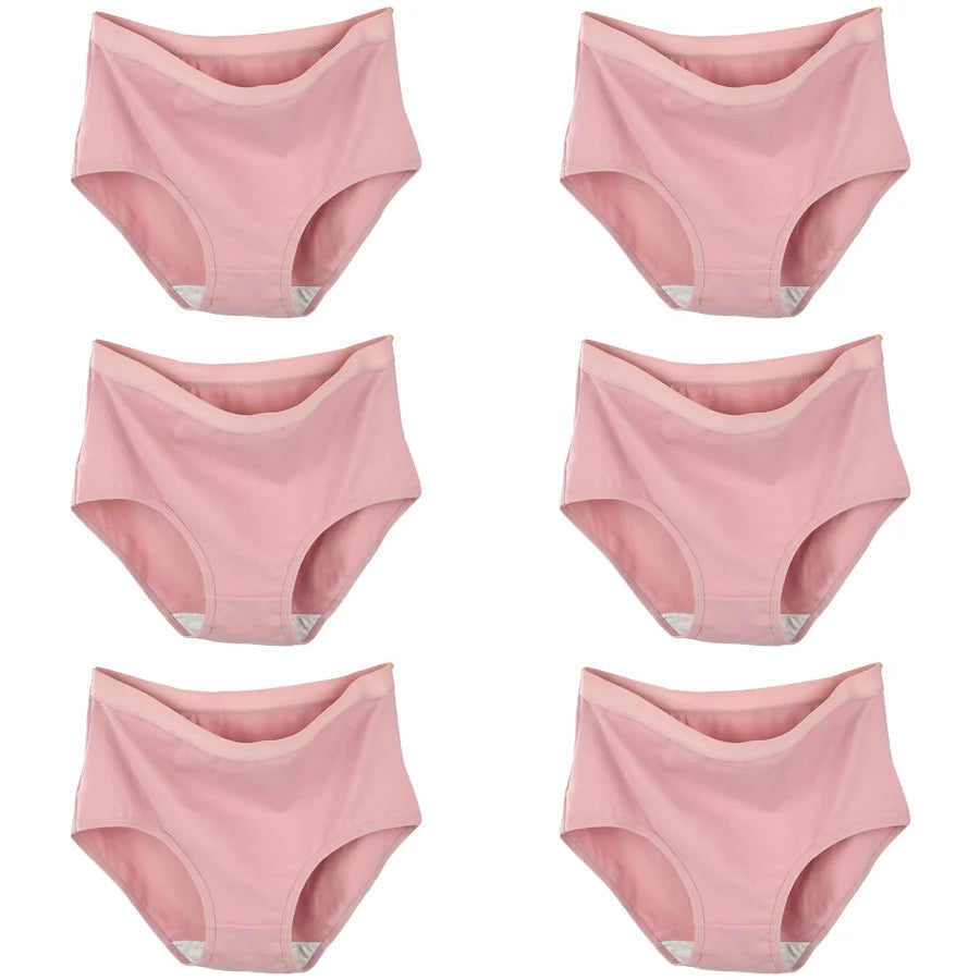 6pcs Cotton Underwear Women High Waist Panties Woman Plus Size Intimate Lingerie Female Mom's Briefs Underpants Panti M-3XL luvshop24
