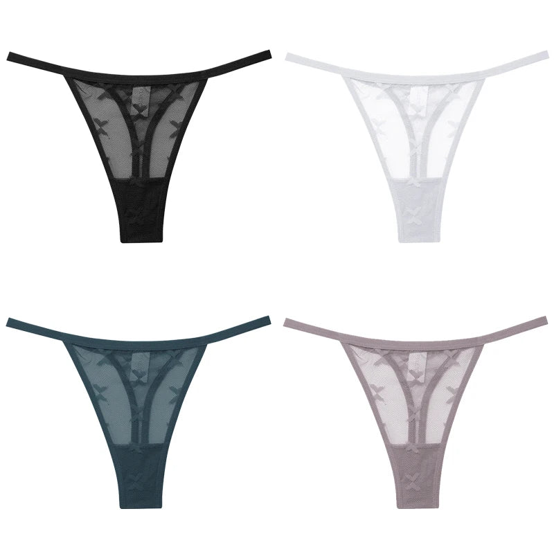4Pcs Lace Bikini Panties Women Sexy Thongs Lace G-string Underpants S-XL Ladies Comfortable T-Back Underwear Sexy Lingerie 2022 luvshop24