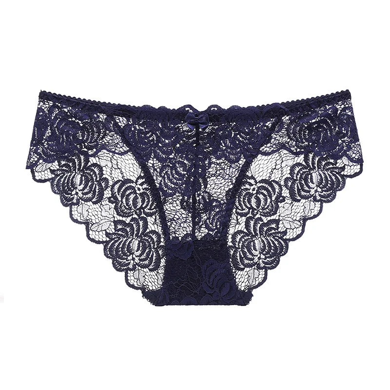 Sexy Lace Underwear Women Ultra-thin Transparent Lace Oversized Panties Female Underwear with Buttocks Low Waist Triangle Bottom luvshop24