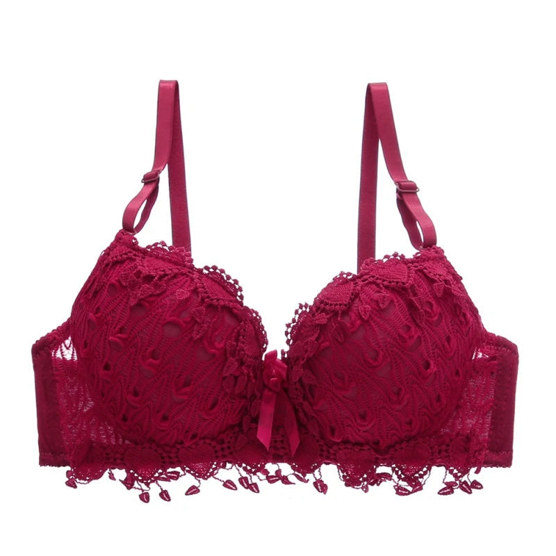 Lace Underwear Bra for Women Thin Wireless Adjustable Shoulder Strap Female Sexy Hollowed Floral Lace Underwear Large Size Bras luvshop24