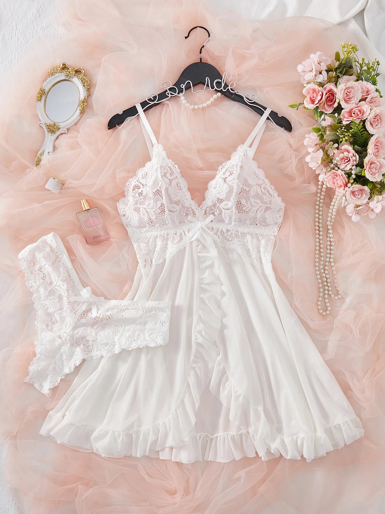 Women's Underwear Sexy Lingerie Set Erotic Bra Nightdress Sexy Lace Sleepwear Solid Slim Soft Dresses Erotic Sleepwear & Dresses luvshop24
