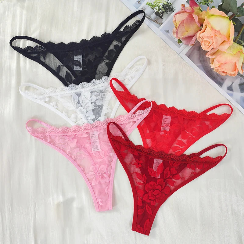 5pcs/pack Low Rise Sexy Lace Women G-string Solid Elegant Floral Panties Sexy Lingerie Comfortable Lady Thongs New Underwear luvshop24