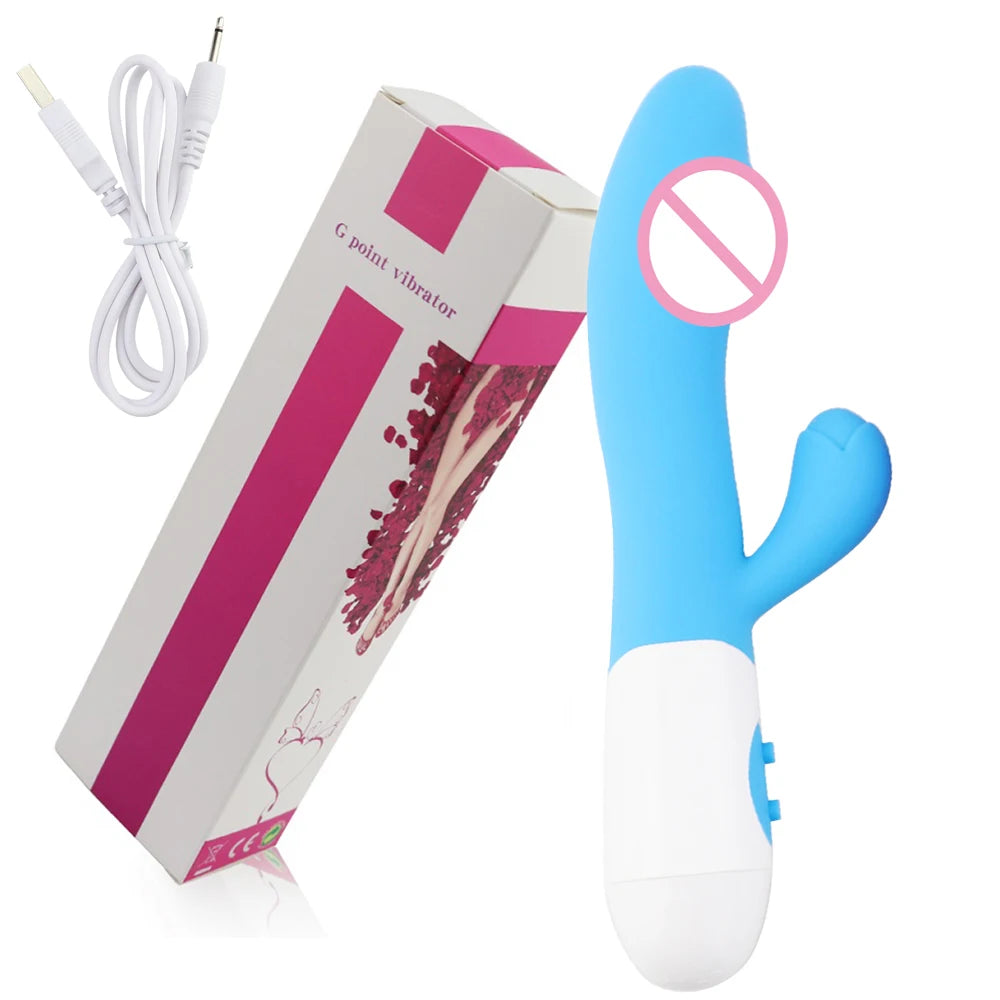 Rechargeable Dildo Rabbit Vibrator Dual Vibration G Spot Vagina Massager AV Stick Clitoris Sex Toys for Women Female Masturbator luvshop24