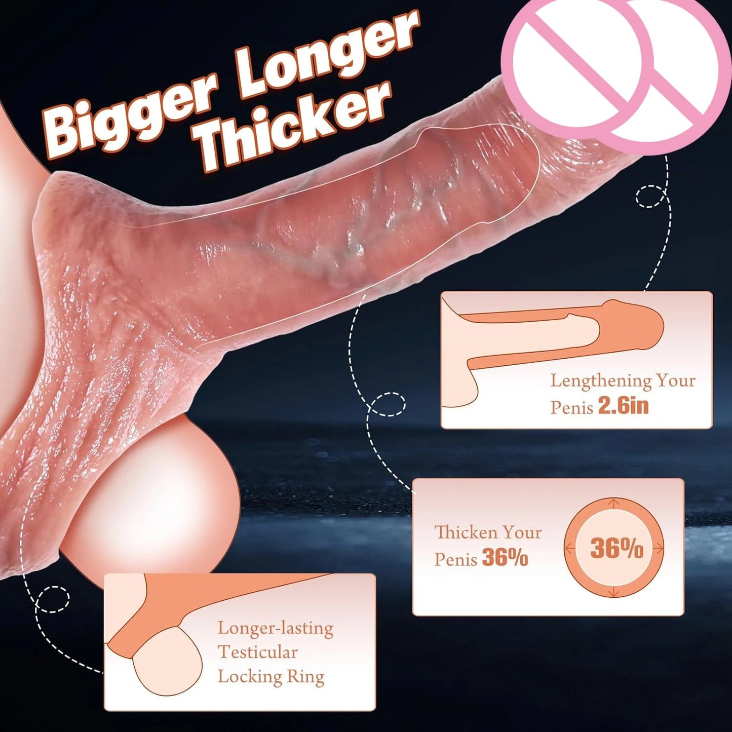 Penis Cock Sleeve Male Sex Toy Penis Enlarger Extender for Men Realistic Dildo Penis Ring to Lock the Sperm Male Penis Training luvshop24