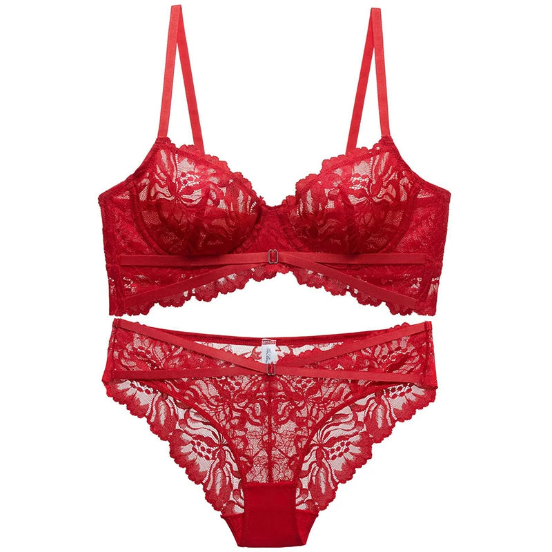 Logirlve Sexy Tоy For Women Bra Set Lingerie Push Up Brassiere Lace Embroidery Underwear Set Ultra-thin Cup Female Lingerie luvshop24