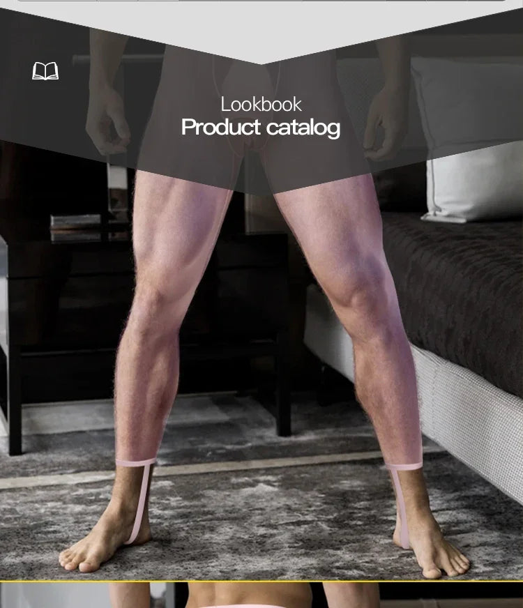1/2/3PCS Men's Leggings Underwea Thin Sexy Transparent Ice Silk High Stretch Foot Anti Slip Pants Fitness Bottoms Pants AD776 luvshop24