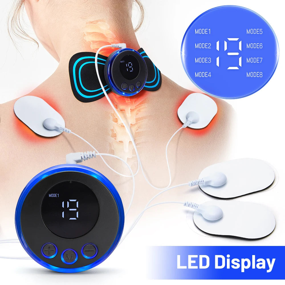 EMS Neck Massager Electric Muscle Stimulator Cervical Sticker Massage Patch Low Frequency Pulse Masajeador Pads Body Pain Relief luvshop24
