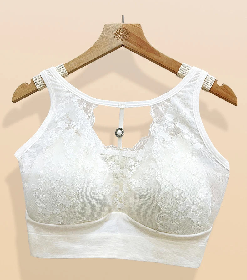 1pcs Lace Sexy Bra No Steel Ring Comfortable Full Cup Large Size Bra Vest Bra One Gather Anti Sagging Underwear luvshop24