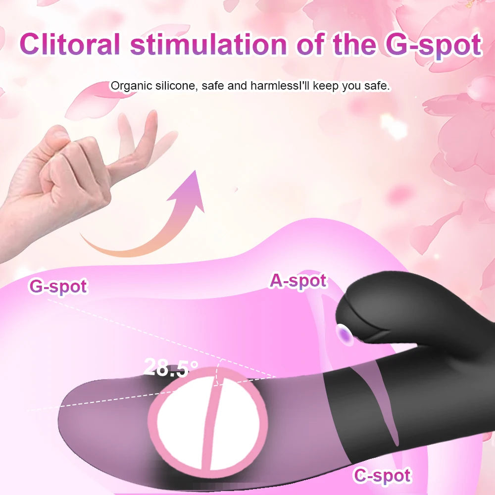 Rabbit Vibrator for Women Vagina G-Spot Nipple Clitoris Stimulator Thrusting Telescopic Rotating Dildo for Adult Sexy Toys luvshop24