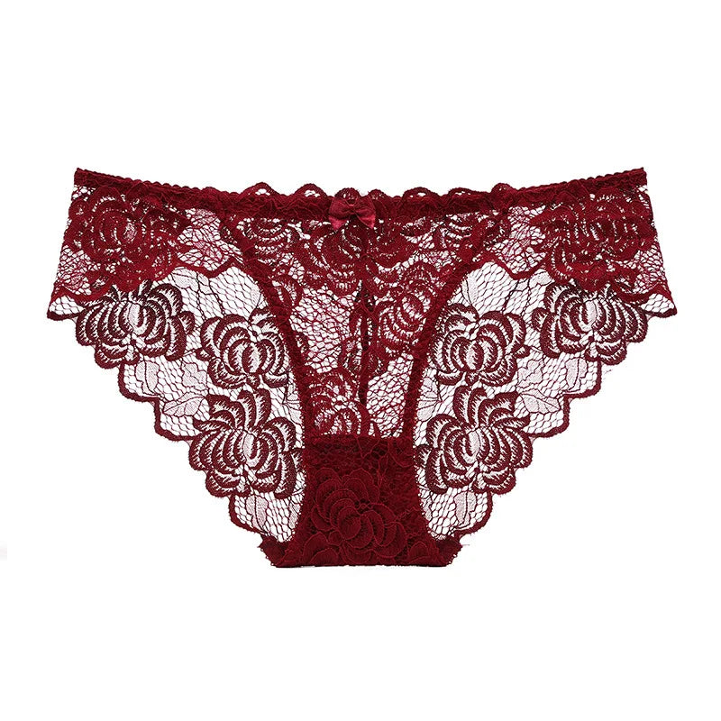Sexy Lace Underwear Women Ultra-thin Transparent Lace Oversized Panties Female Underwear with Buttocks Low Waist Triangle Bottom luvshop24