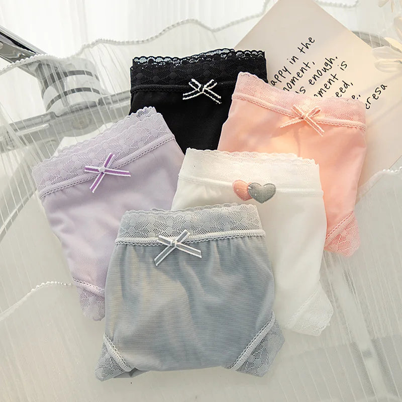 L-XL Women's Underwear Panty Sexy Lace Panties Girls' Fashion Ice Silk Briefs Middle Waist Seamless Underpants Female Lingerie luvshop24