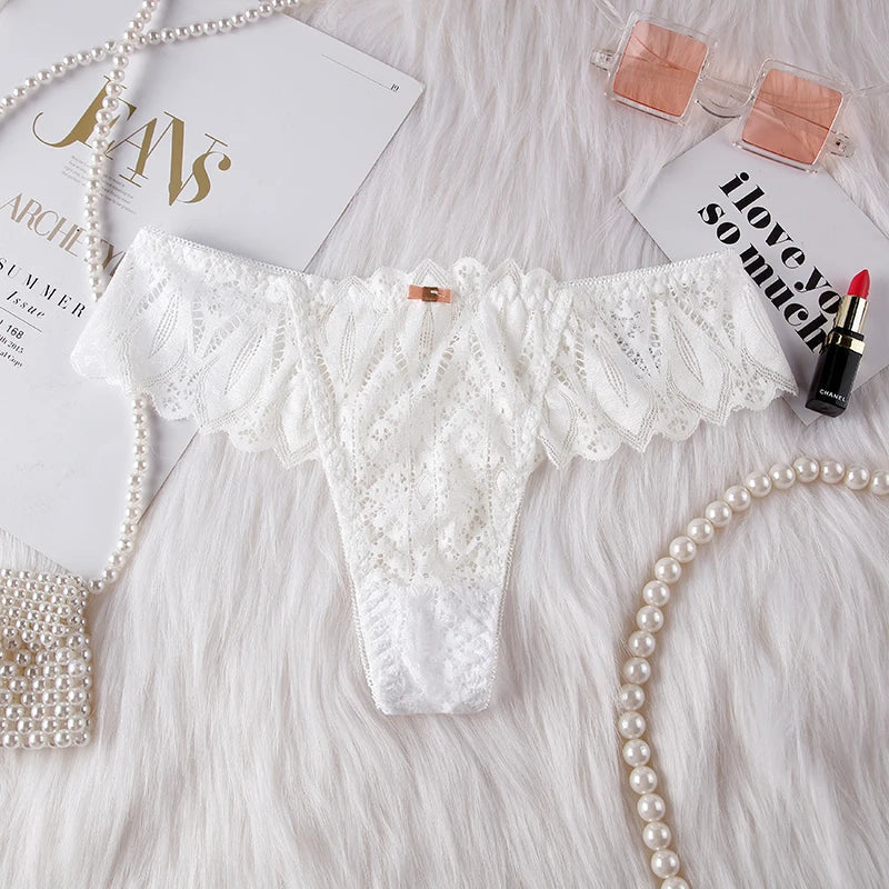 Hollow Out Lace Sexy Girls G String Panties Women Briefs Transparent Thong Thin Underwear Female Low Waist Lingerie Size S-XL luvshop24