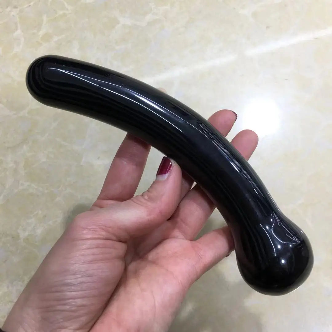 18cm Black Obsidian Yoni Massage Wand Magic Crystal Face Care Pleasure Stick For Women Body Massage Kegel Exercise Hearth Care luvshop24