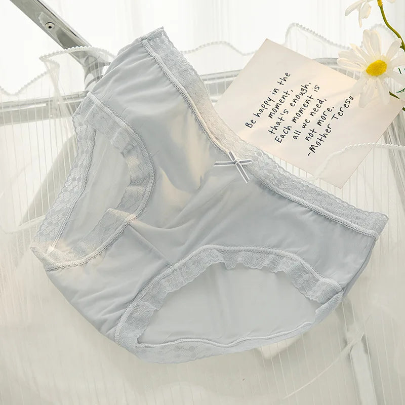 L-XL Women's Underwear Panty Sexy Lace Panties Girls' Fashion Ice Silk Briefs Middle Waist Seamless Underpants Female Lingerie luvshop24