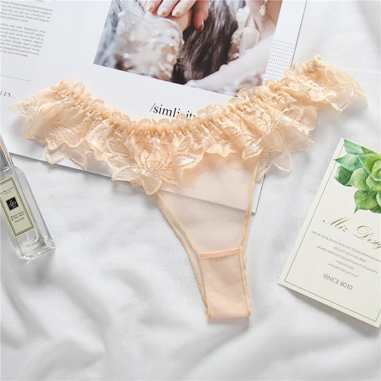 Lace Sexy Thongs Transparent Women's Underwear Cotton Crotch Hollow Out Traceless Panties Seamless Low Waist Seamless Briefs luvshop24