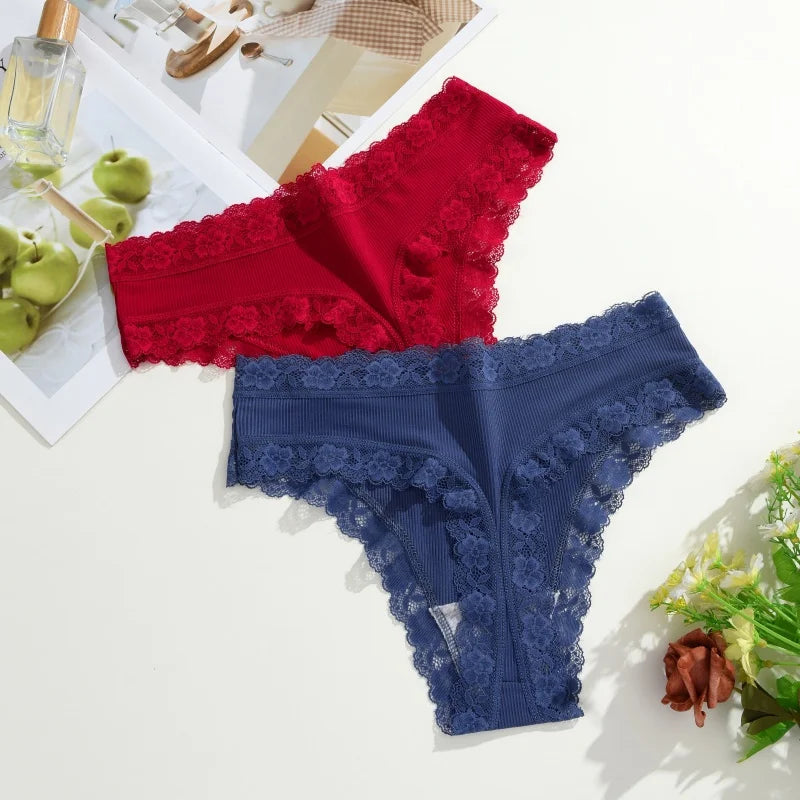 6PCS/Set Sexy Lace Panties for Women Low Waist G-String Underwear Ladies Sexy T-Back Bikini Female Breathable Lingerie Plus Size luvshop24