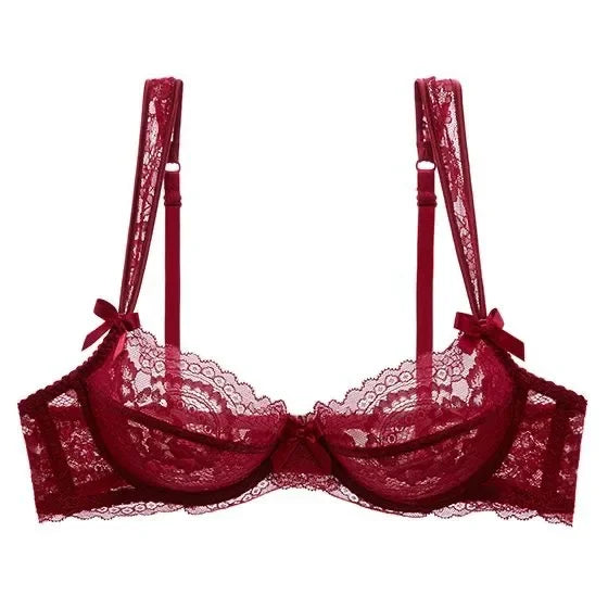 Lace Sexy Bra Women Thin See Through Lingerie Bow Embroidery Intimates Lingerie Female Daily Underwear luvshop24